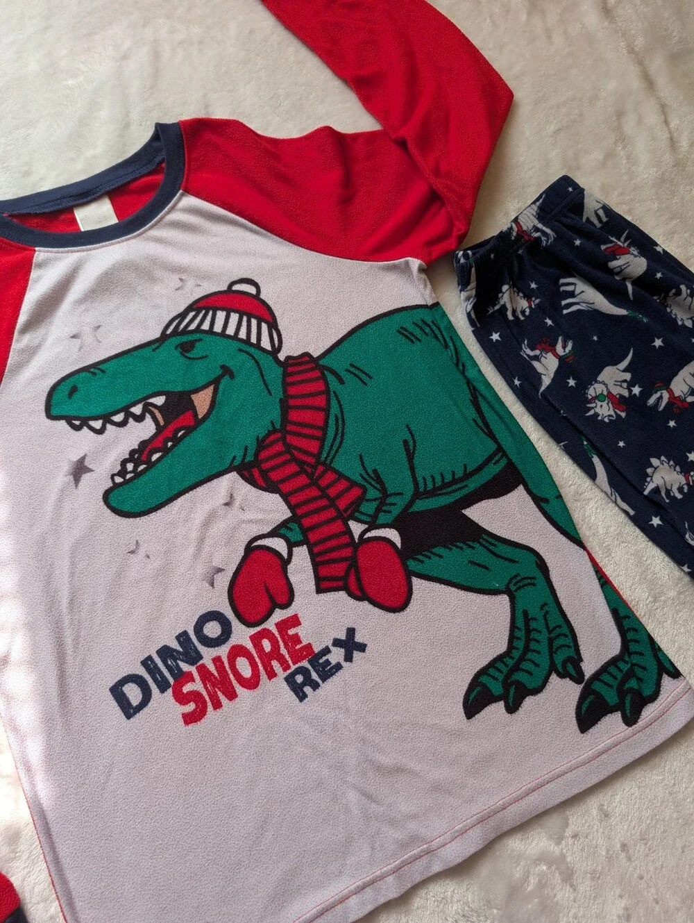 Jellifish Kids Christmas Dinosaur Pajama Set XL (14/16) Dino Snore Rex